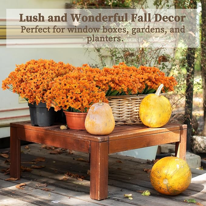 ColoPlay Artificial Mums for Outdoors, 72 Bundles Fake Flowers Fall Decor | - Image 9