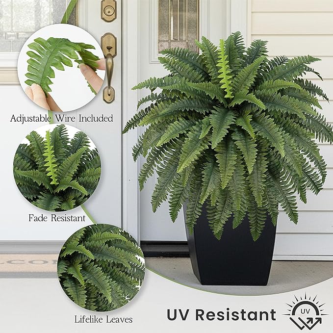 FOREST PRINCE 42" Artificial Boston Ferns, Bush Plants 2 Pack - Image 3