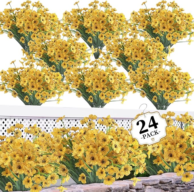 ColoPlay 24 Bundles Yellow Artificial Flowers by ColoPlay