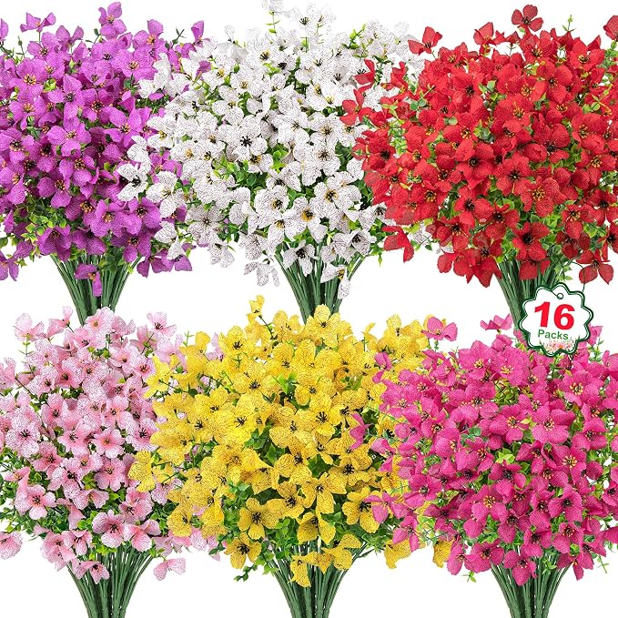 16 Pcs Multicolor Artificial Flowers by OuddyDecor
