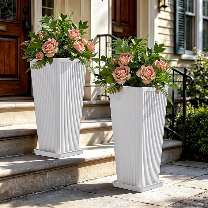 24" Tapered Tall Planters for Outdoor Plants by Diyfire