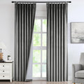 Vision Home Pewter Gray Velvet Pinch Pleated Blackout Curtains 40Wx90L Inch | 2 by VisionHome
