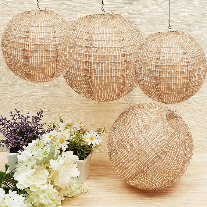 6 Pcs Print Burlap Paper Lanterns Classroom Decor, 8/10 Inch | Boho Hanging - Image 4