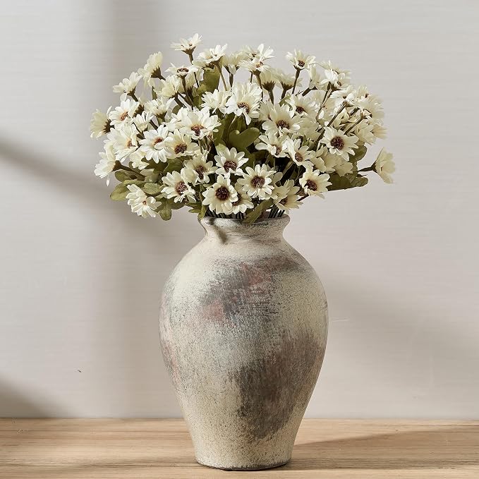 SIDUCAL Ceramic Vintage Flower Vase | 9 Inch Large Pottery Rustic Farmhouse - Image 4