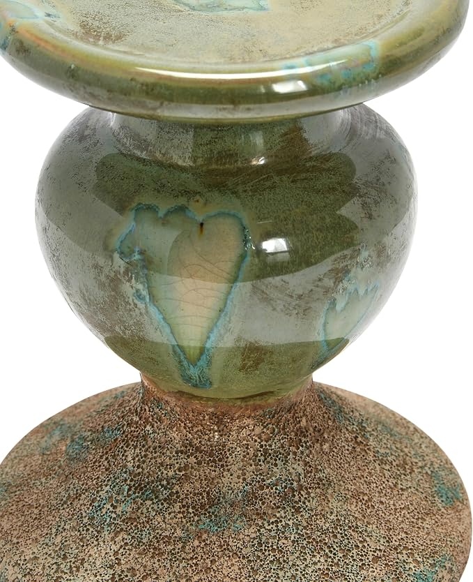 Creative Co-Op 2-Tone Sculptural Terracotta Pillar Candle Holder, Distressed - Image 8
