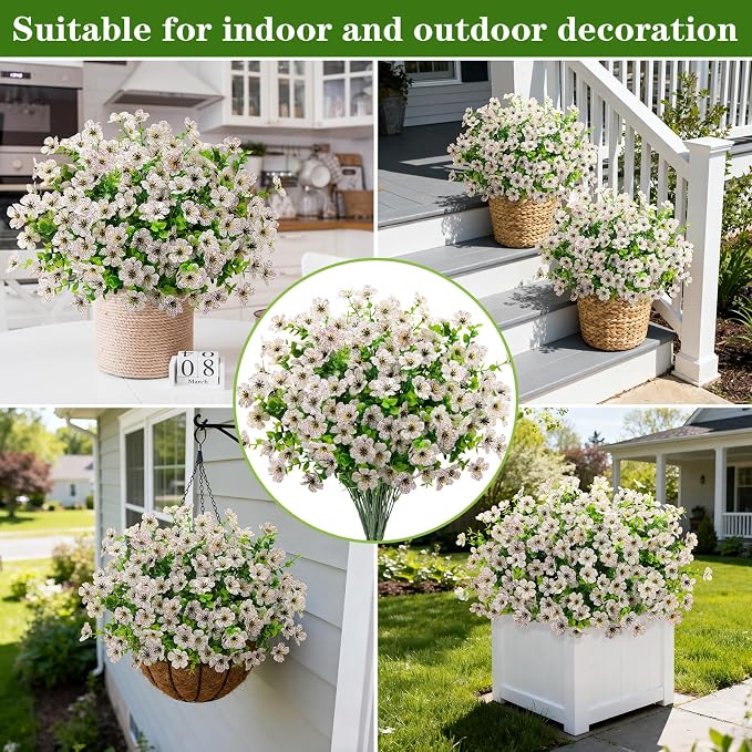 12 Pcs Artificial Flowers for Outdoors Decorations, UV resistant, faux plastic - Image 5
