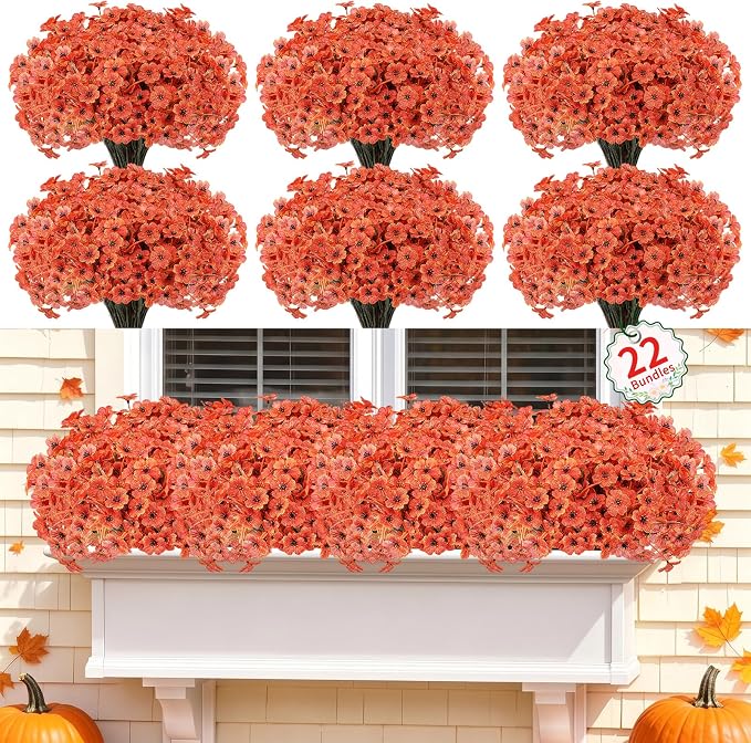 Powbrace 22 Pack Artificial Fall Flowers Mums by Powbrace