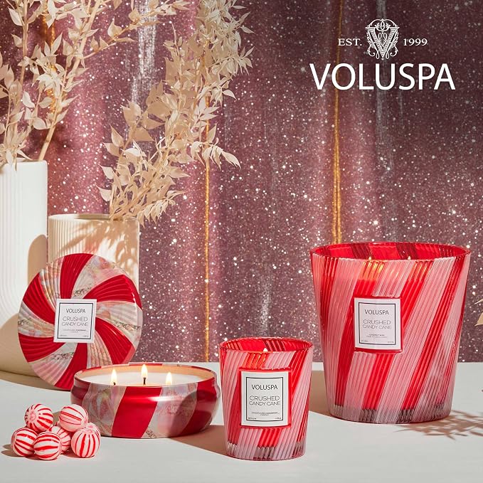 Voluspa Crushed Candy Cane, Large Candle Jar, 18 oz, 100 Hour Burn Time - Image 6