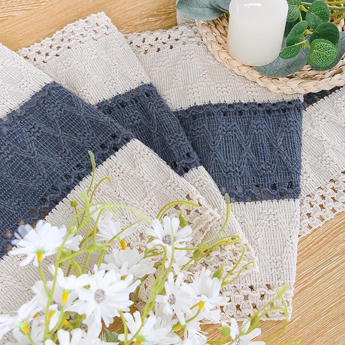 Boho Table Runner for Home Decor 12x108 Blue Fall Rustic Decorations | 108 - Image 3
