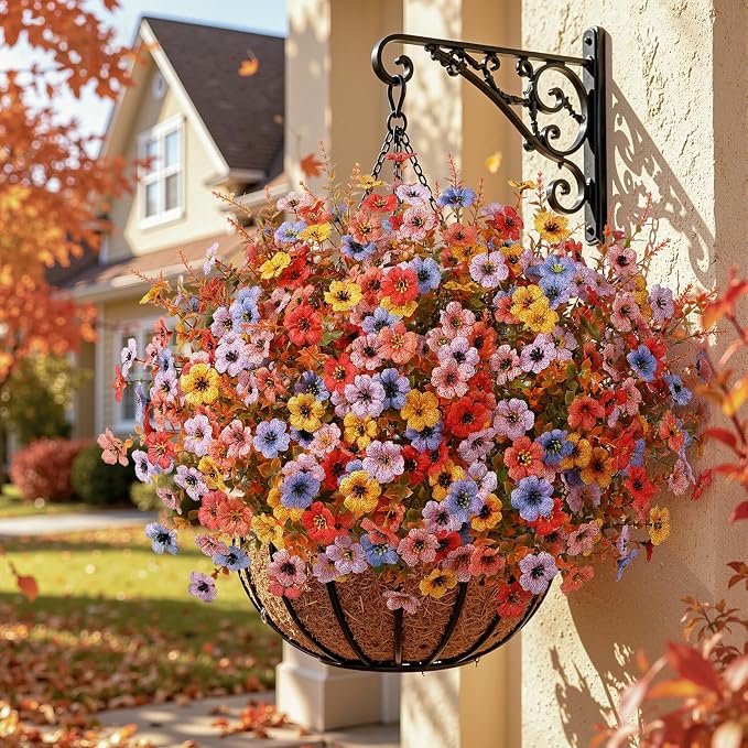 SHareconn 48Pcs Artificial Fall Flowers UV Resistant Fake Mums - Image 6