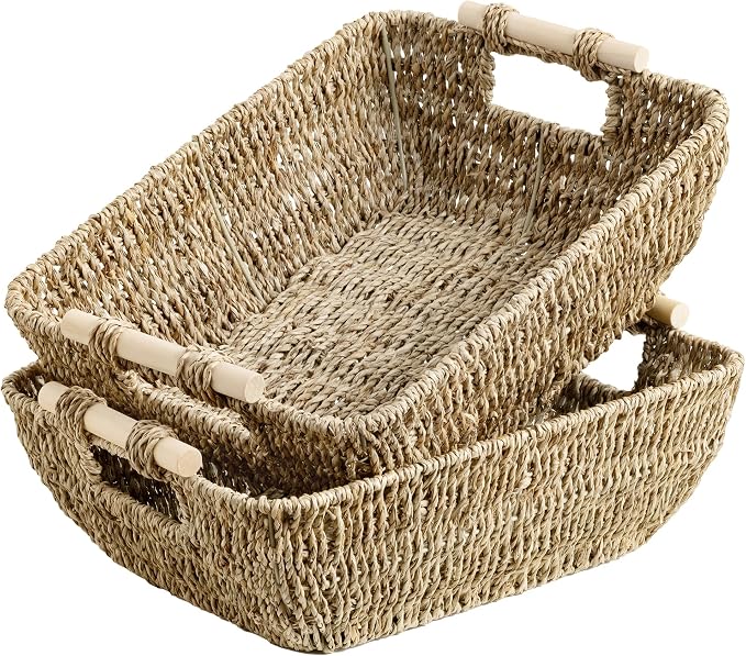 StorageWorks Seagrass Storage Baskets, Large Snack Baskets by StorageWorks