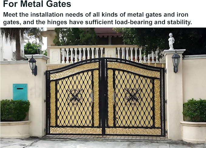 7in Heavy Duty Gate Hinges, 1100 lbs Max Load, 90° in/Outward Smooth Open | 2Pcs - Image 7
