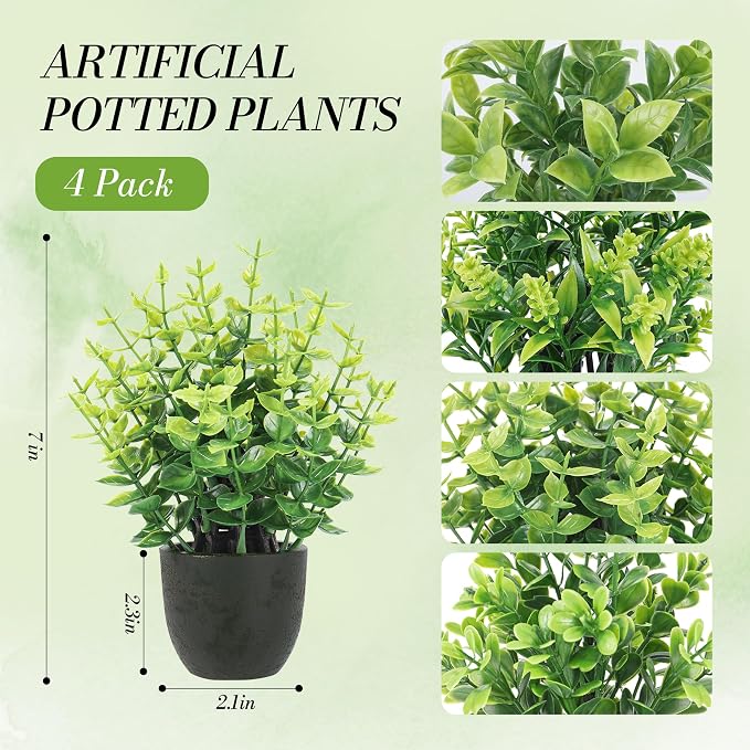 Der Rose 4 Pack Mini Faux Plants Fake Plants - Image 3
