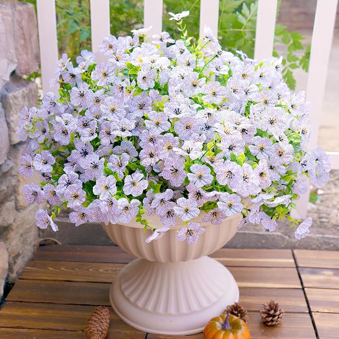 Artificial Faux Flowers Plants for Outdoors Spring Summer Decoration, 12 by Tiabean