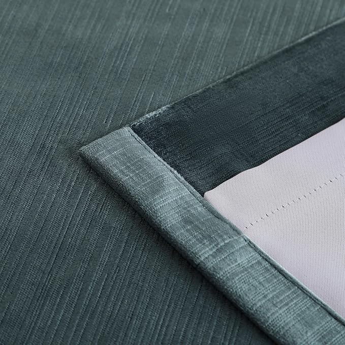 Vision Home Storm Blue Velvet Pinch Pleated Blackout Curtains 40Wx90L Inch | 2 - Image 6