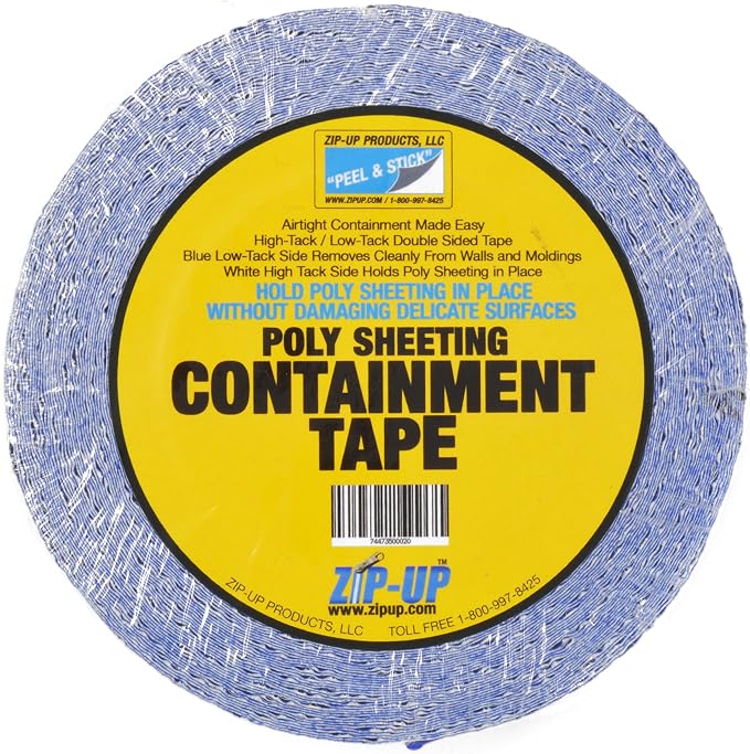 ZIP-UP 2" x 60' Double Sided Dust Barrier Tape, UV Resistant, Clean Release by Zip-UpProducts