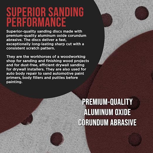 ProductionShop Premium 5" Red 8-Hole Pattern 180 Grit Sanding Discs, Box of 50 - Image 4
