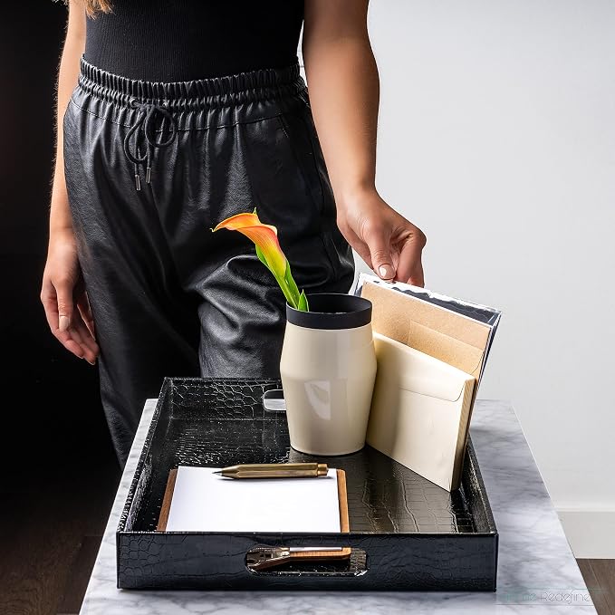 Black Leather Serving Tray - Image 3