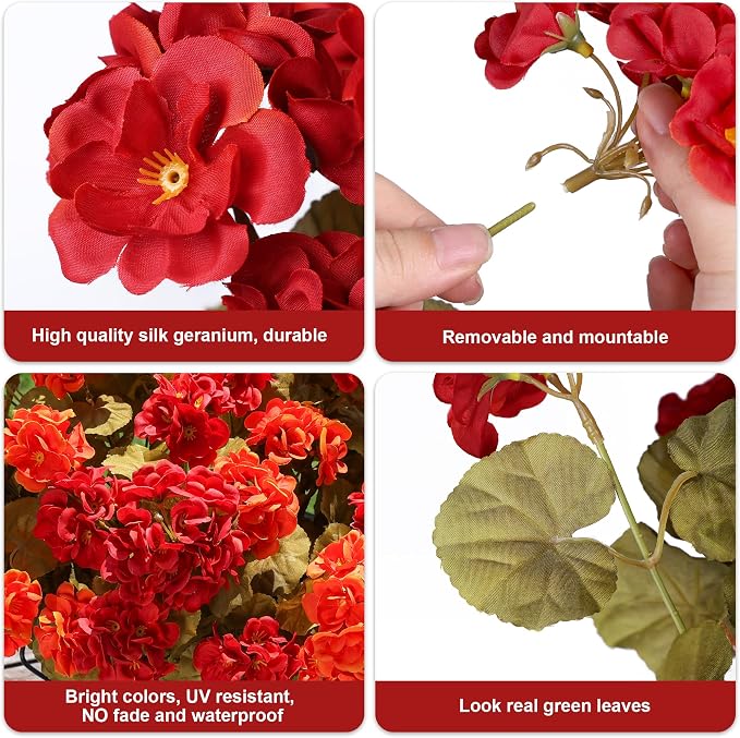 Fake Geraniums Artificial Flowers - Image 7