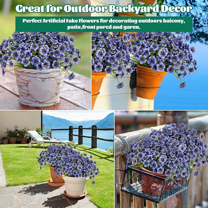 24 Pcs Artificial Flowers for Outdoor, Plastic Fake Flowers Decor, Artificial - Image 5