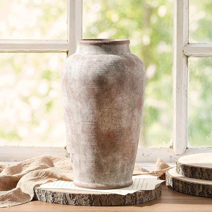 Ceramic Rustic Vase, Large Flower Vase Tall Farmhouse Decorative Vase Floral - Image 3