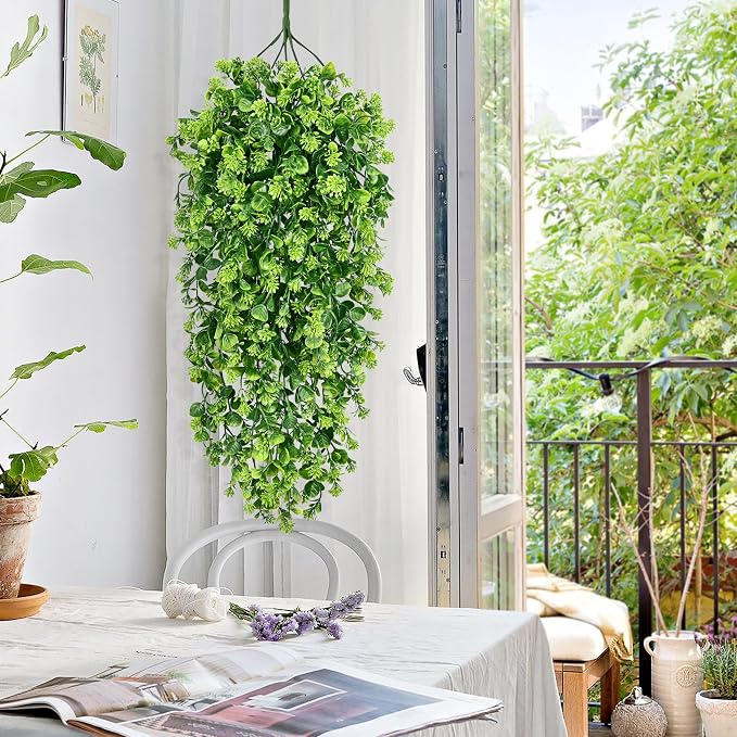 4Pcs Fake Hanging Plants 3ft Fake Plants Vines Greenery | UV Resistant Fake - Image 2