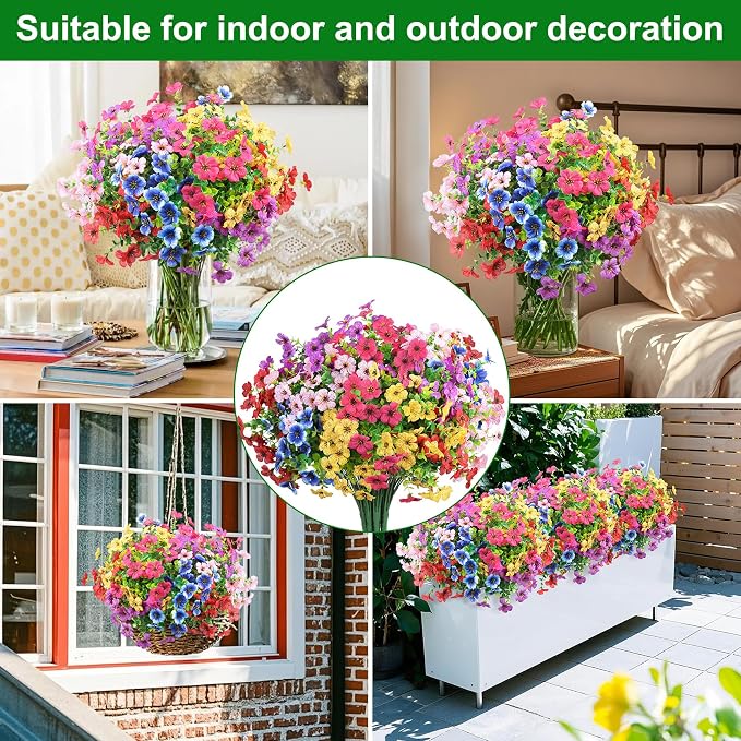 12 Pcs Artificial Flowers for Outdoors Decorations, UV resistant, faux plastic - Image 4