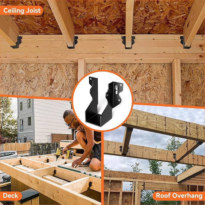 20 Pcs Black 2x4 Joist Hanger, LU24 18 Gauge Double Shear Face Mount Joist - Image 5