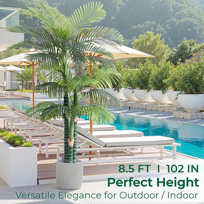 8.5FT Artificial Golden Cane Palm Tree - Image 7