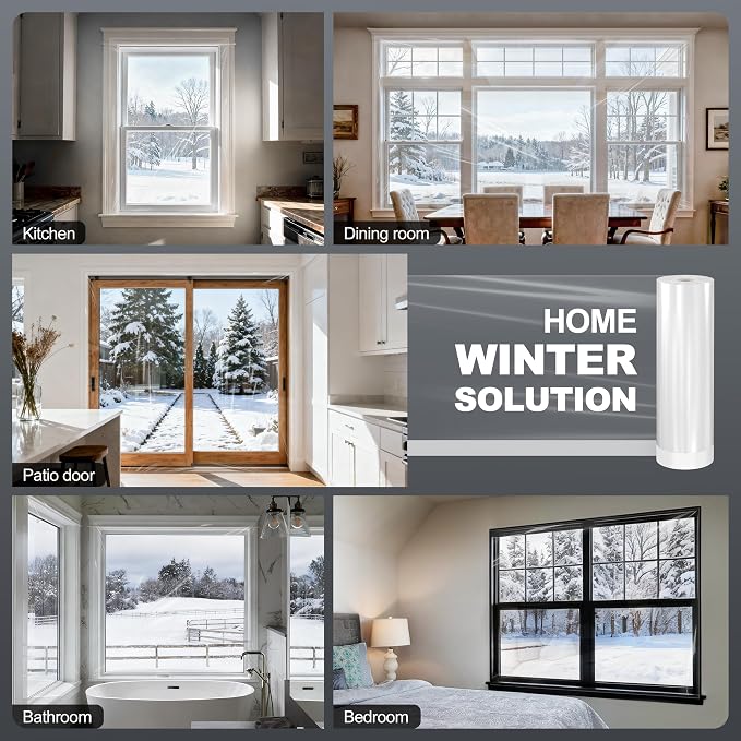Window Insulation Kit for Winter, Plastic Window Covering 63 Inch Wide × 393 - Image 7
