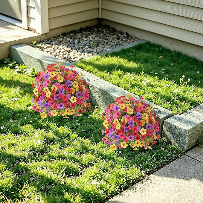 Alupssuc 2Pcs 20" Artificial Topiary Ball Flowers, UV Resistant Outdoor Faux - Image 9