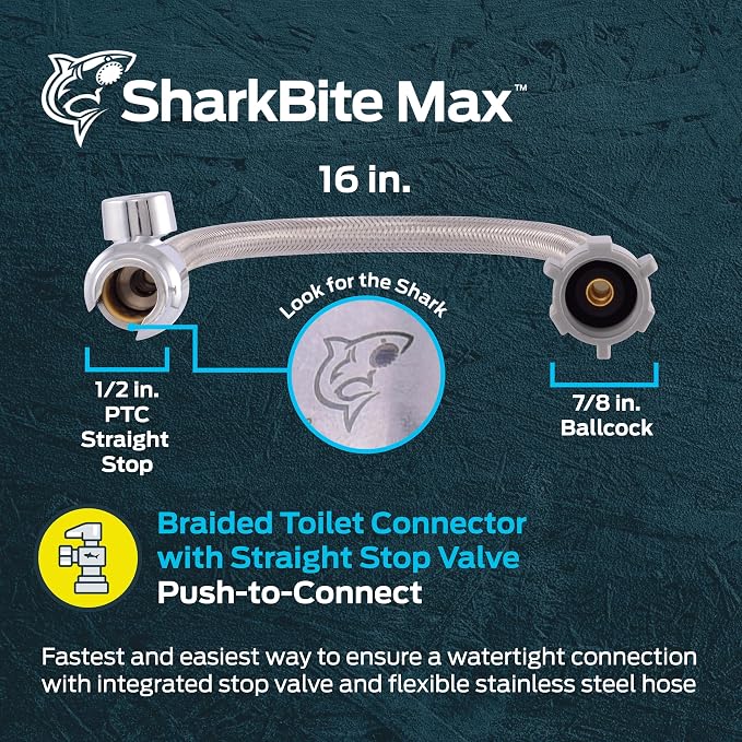 SharkBite Max 16 In. Stainless Steel Braided Toilet Connector - Image 2