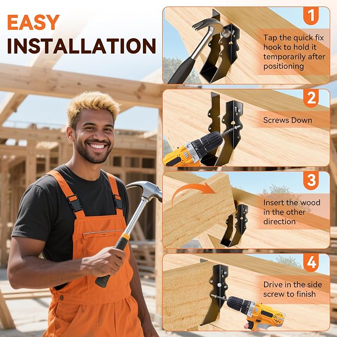 25 Pcs Black 2x6 Joist Hanger, LU26 18 Gauge Double Shear Face Mount Joist - Image 3