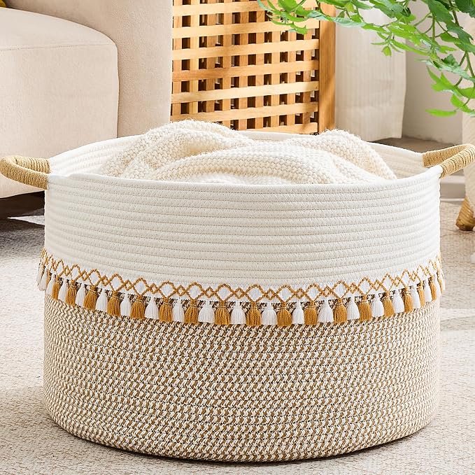 KAKAMAY Large Blanket Basket by KAKAMAY