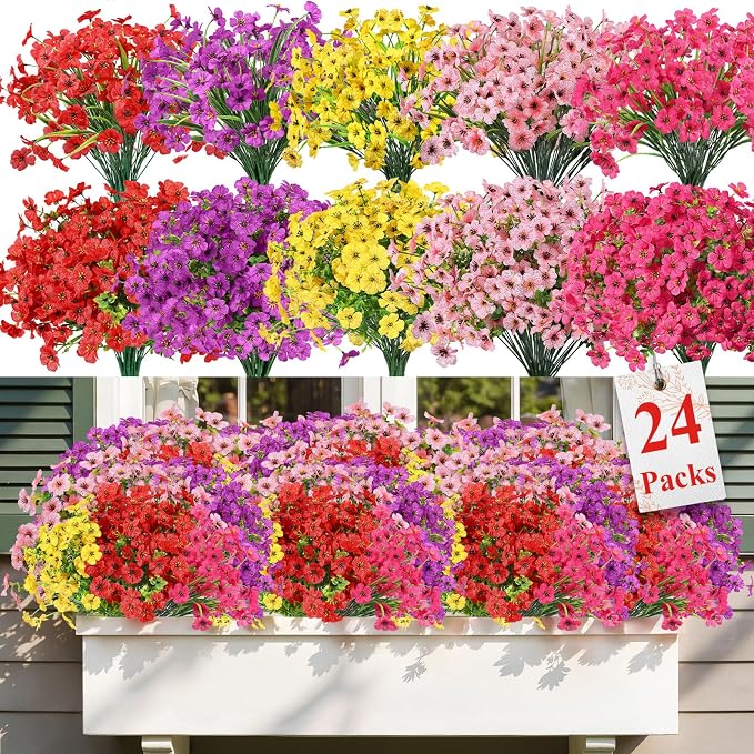 Alupssuc 24 Bundles Artificial Daisy Flowers UV Resistant - Image 2