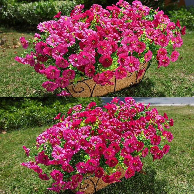 Artificial Flowers for Outdoors Fake Plants Outside Decoration, 12 Bundles Faux - Image 2