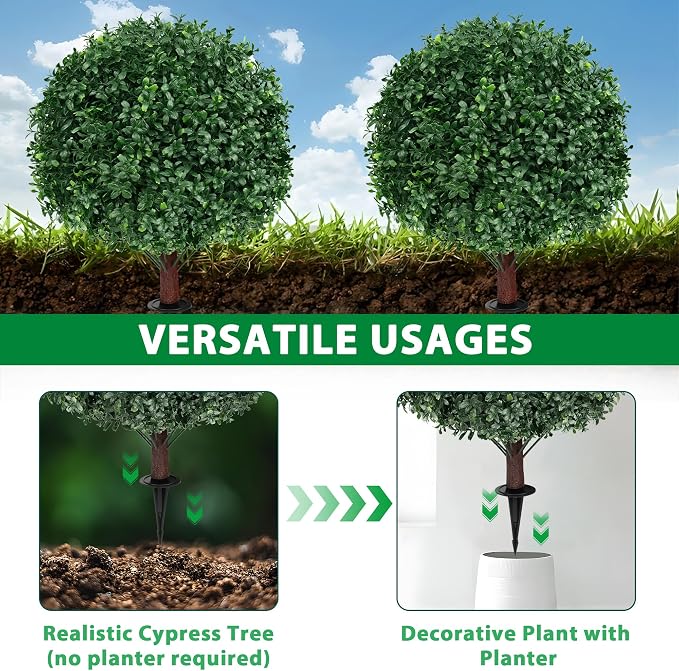 Grooy Set of 4 Artificial Boxwood Topiary Ball Tree - Image 4