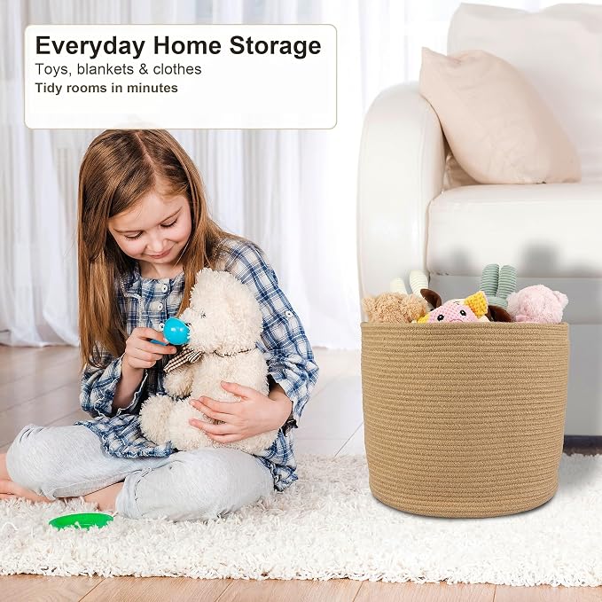 XUANGUO Jute Rope Basket For Girls Boys Kids 16”X14” | Baby Laundry Baskets - Image 5