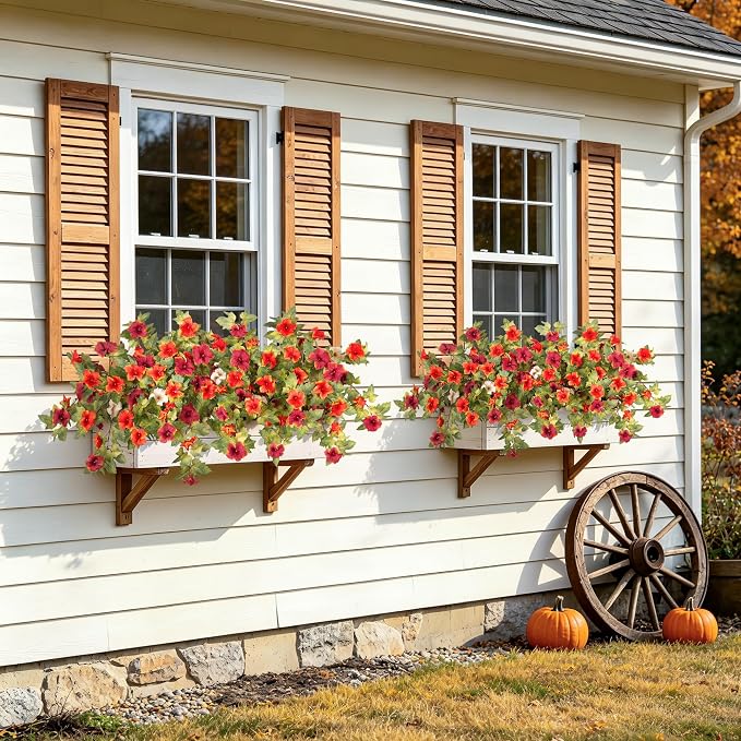 Ammyoo Artificial Fall Flowers Fake Petunias Plants - Image 7