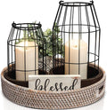 Rustic Farmhouse Lantern Decor Set of 2 by KIBAGA