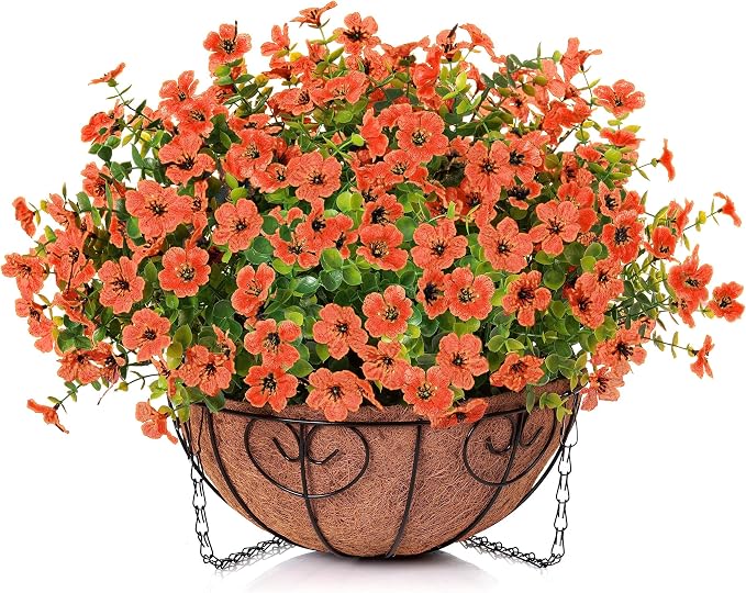 Artificial Fake Fall Hanging Plants Flowers Basket - Image 2