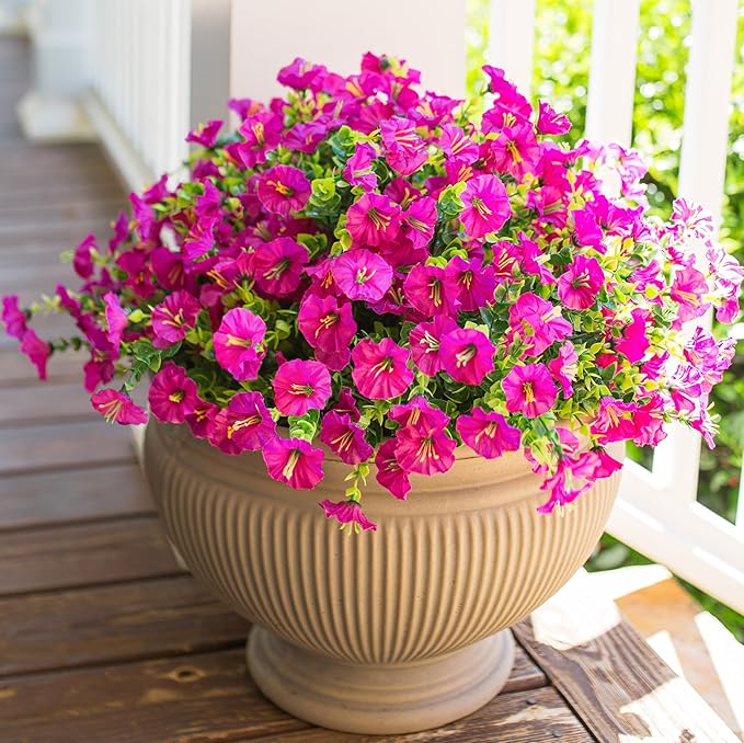 Artificial Flowers for Outdoors Fake Plants Outside Decoration, 12 Bundles Faux by HyeFloraartificialflowers