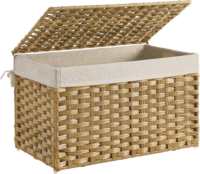 SONGMICS Storage Basket with Lid, Woven Blanket Storage Bin with Handles by Unknown