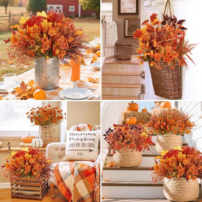 24 Pcs Artificial Fall Flowers Fake Mums - Image 4