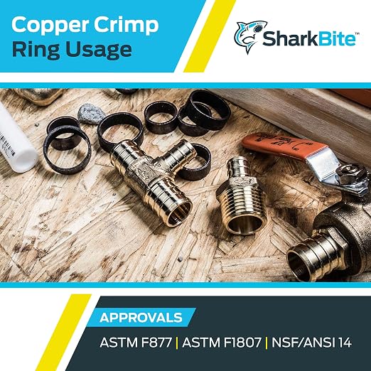SharkBite 3/8 Inch Copper Crimp Rings, PEX Pipe, 23101CP100 - Image 5