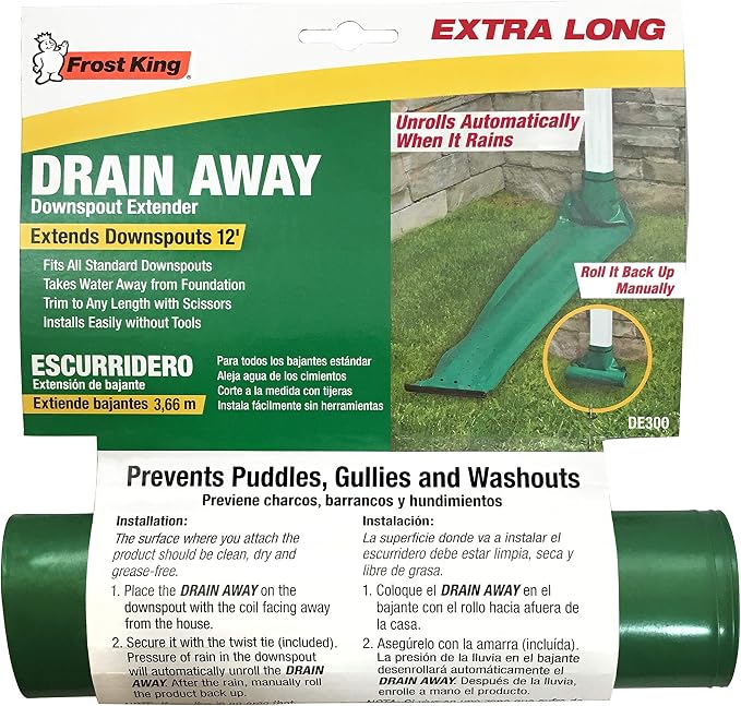 Frost King DE300 Standard Plastic Drain Away Downspout Extender, Extends 12-Feet - Image 2