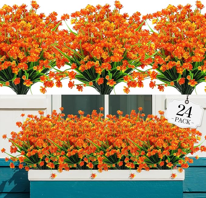 AGIRL Artificial Fall Flowers Fake Mums Outdoor, Faux Plant Porch Decor Home | by AGIRL