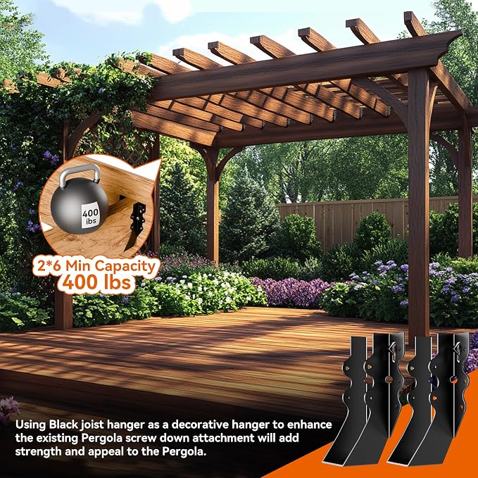 50 Pcs Black 2x6 Joist Hangers for Wood, 18 Gauge Rafter Brackets, face Mount - Image 3