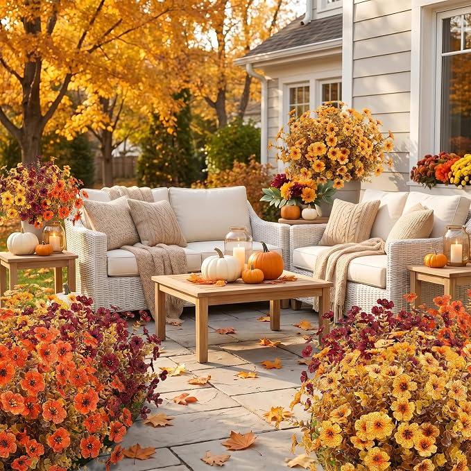 24 Pcs Artificial Fall Flowers Fake Mums - Image 7