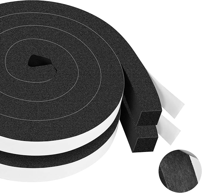 13Ft Foam Tapes Self Adhesive Foam Seal Strips 1In x 1In x 6.5Ft Each Roll by MYFAMIREA